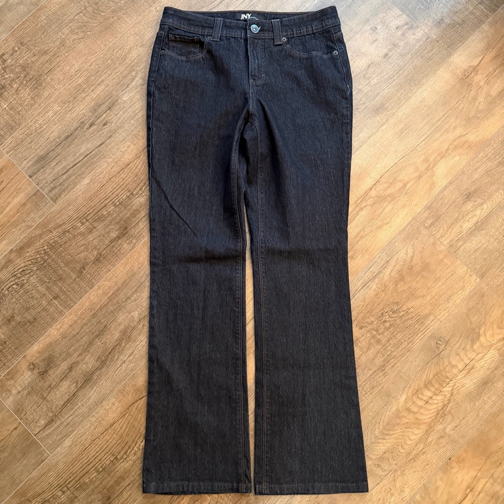 Jones New York Womens 8 Dark Blue Boot Cut Jean Solid Denim Classic Flare Pocket